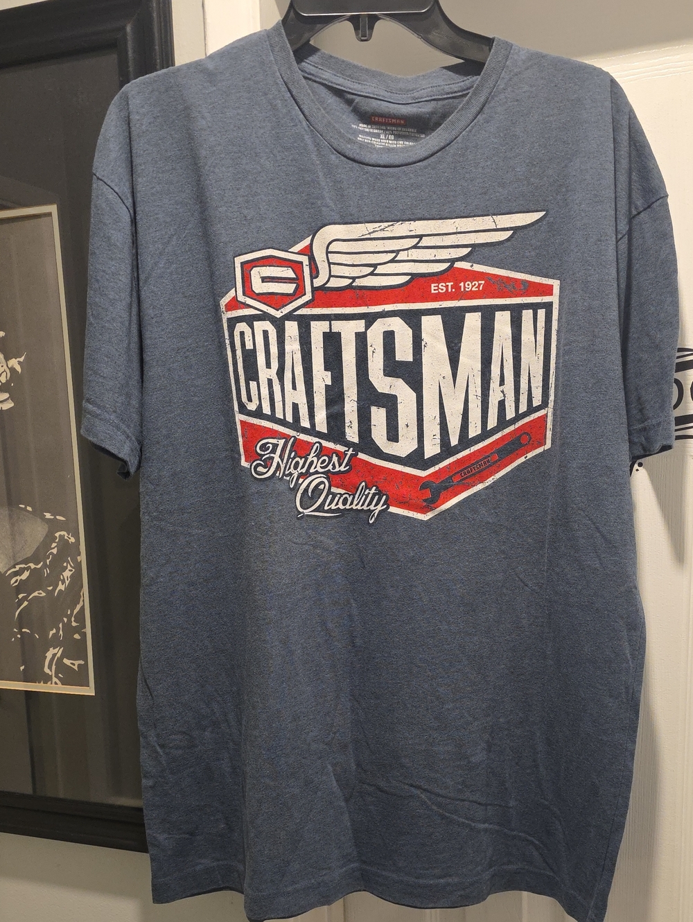 Craft Blue Short-Sleeve 'Craftsman' Logo Tee with Red & White Graphics